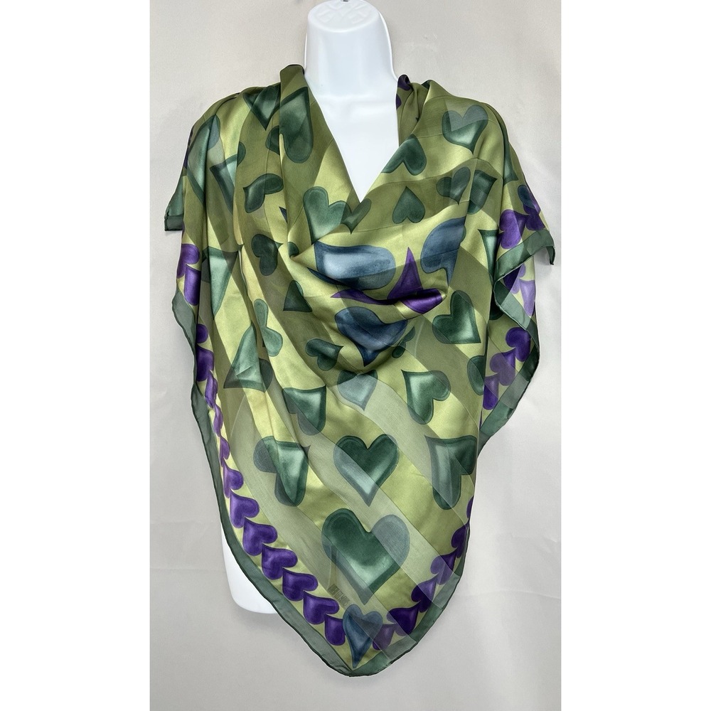 Robert Lee Morris 100% Silk  Large Scarf 33"x 34" ‎ Heart Multicolor